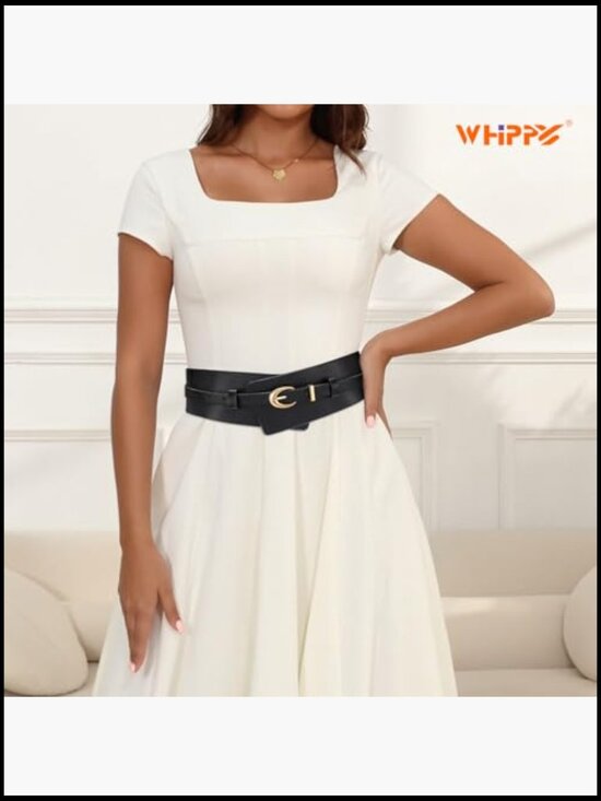 Women\'s Wide PU Leather Belt 2-in-1 Waistband with Skinny Belt for Dress Suits main image 6